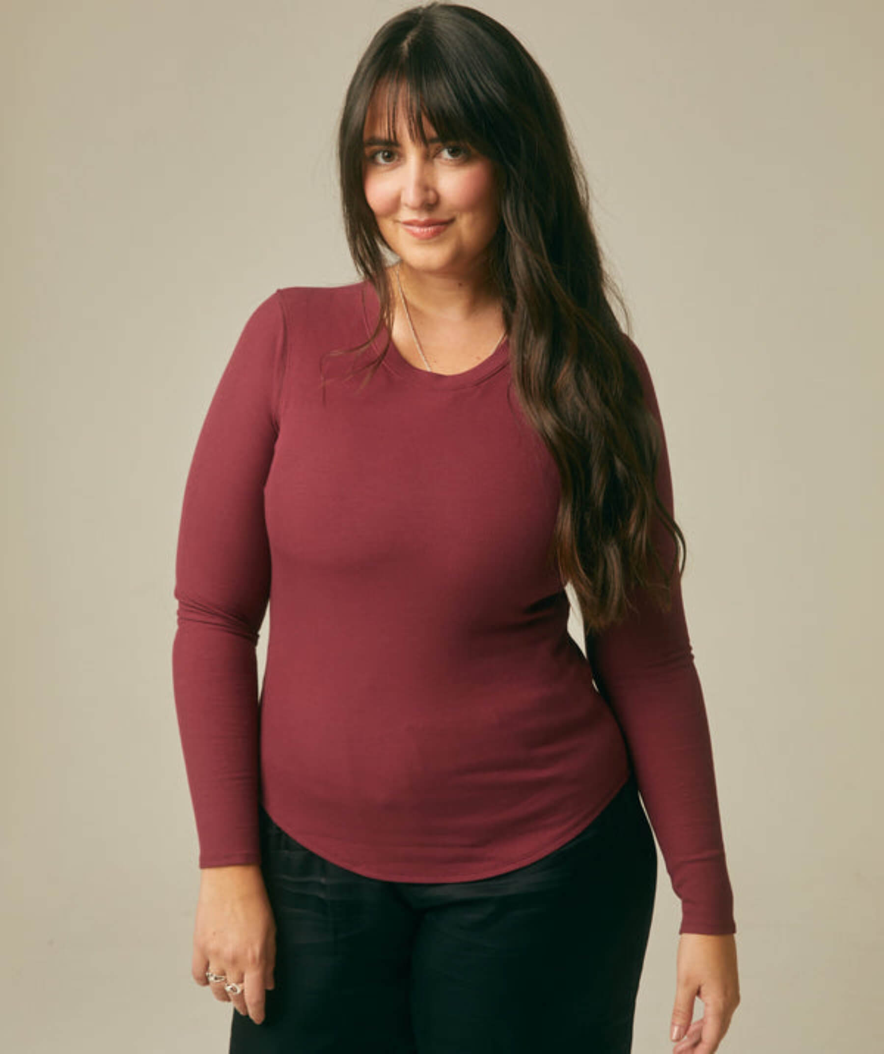 Model is 5’8, wears bra size 36DD, SheBird size 5 | Dark Cherry #color_dark cherry