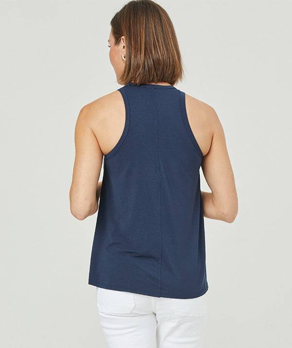 Model is 5'8 and is wearing a SheBird size 2 (bra size 32C) | Navy #Color_Navy