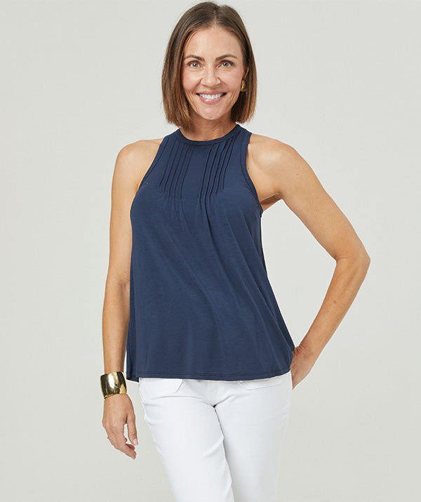 Model is 5'8 and is wearing a SheBird size 2 (bra size 32C) | Navy #Color_Navy