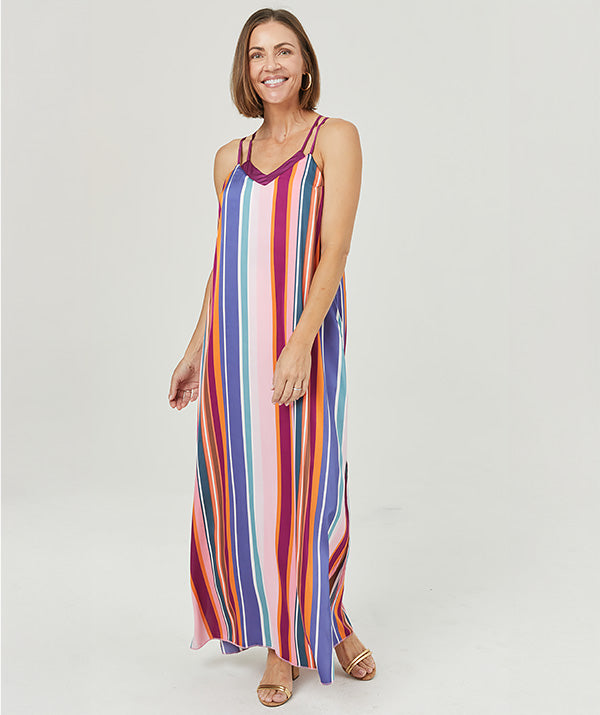 Model is 5'7, wears bra size 32C, SheBird size 2 | cabana stripe #color_cabana stripe