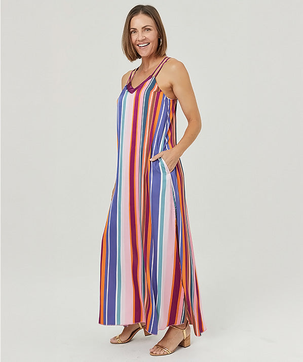 Model is 5'7, wears bra size 32C, SheBird size 2 | cabana stripe #color_cabana stripe