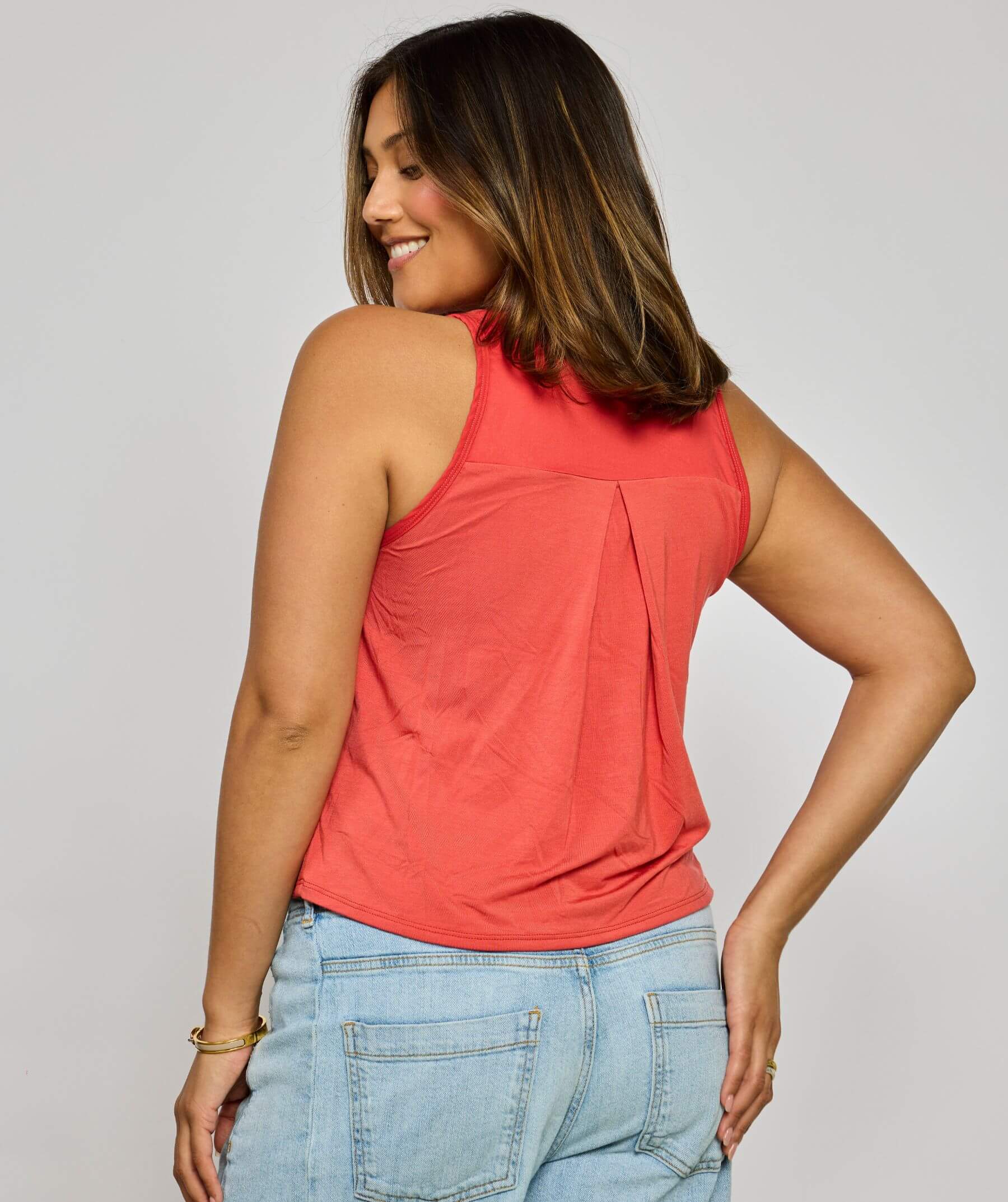 Sheila Henley Sleeveless Top With Built-in Bra