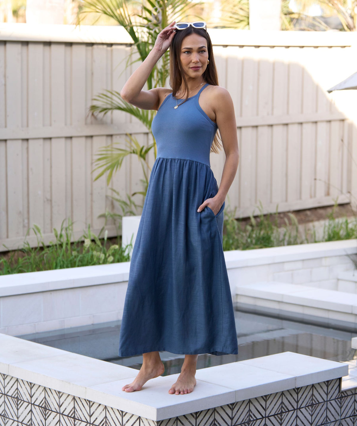 lola linen blend midi dress Lola Linen Blend Midi Dress