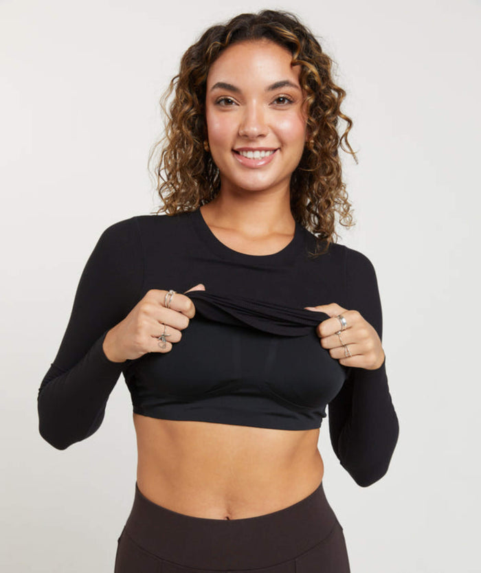 Rivera Long Sleeve Bra Top in Blush