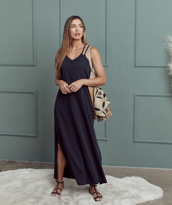 Aphrodite Jersey Halter Maxi Dress Black – Bravo Bra Boutique